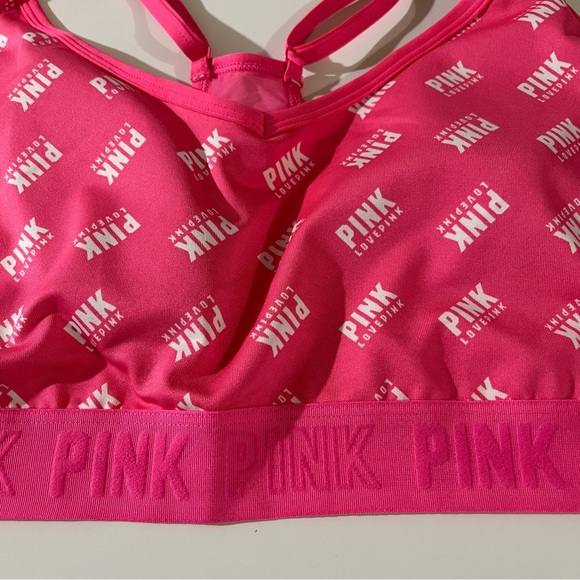 Victoria’s Secret Pink Bra size XXL Active lightly padded  New Pink with white - Picture 4 of 5